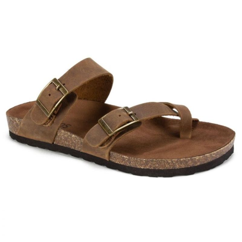 White Mountain | Women's Gracie Leather Footbeds Sandal-Brown