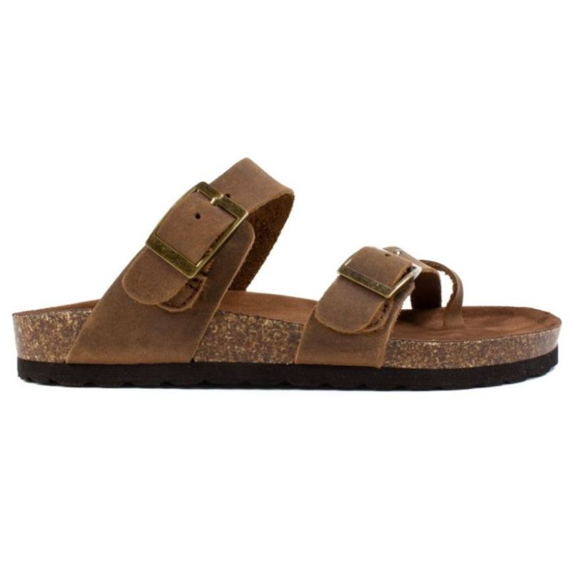 White Mountain | Women's Gracie Leather Footbeds Sandal-Brown