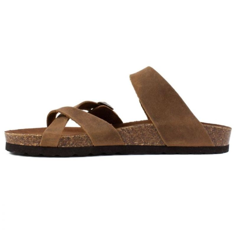 White Mountain | Women's Gracie Leather Footbeds Sandal-Brown