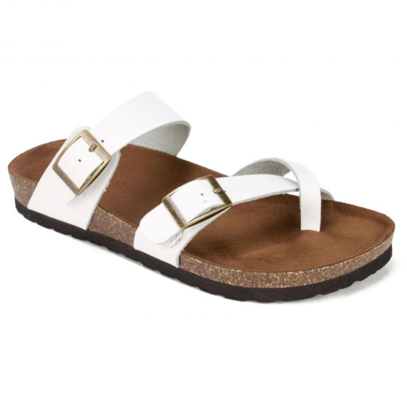 White Mountain | Women's Gracie Leather Footbeds Sandal-White