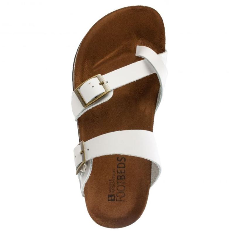 White Mountain | Women's Gracie Leather Footbeds Sandal-White