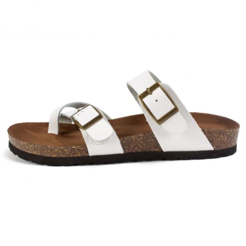 White Mountain | Women's Gracie Leather Footbeds Sandal-White