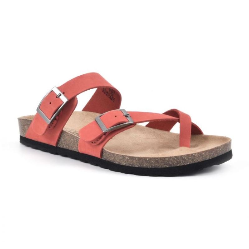 White Mountain | Women's Gracie Leather Footbeds Sandal-Red