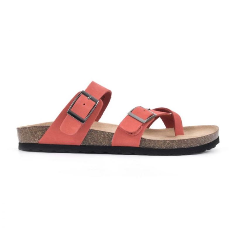 White Mountain | Women's Gracie Leather Footbeds Sandal-Red