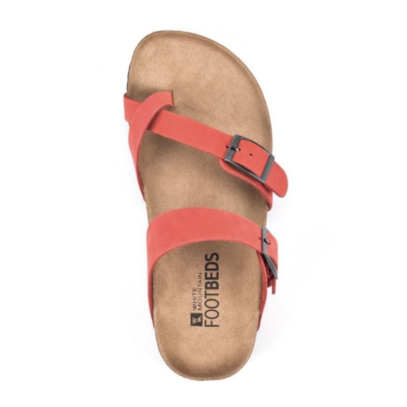 White Mountain | Women's Gracie Leather Footbeds Sandal-Red