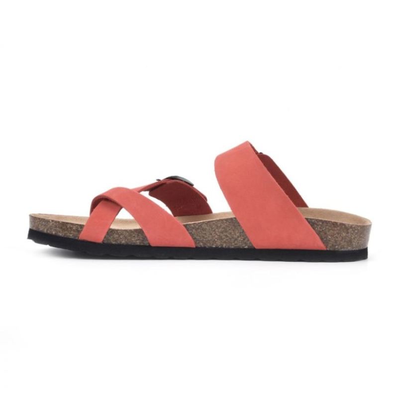 White Mountain | Women's Gracie Leather Footbeds Sandal-Red