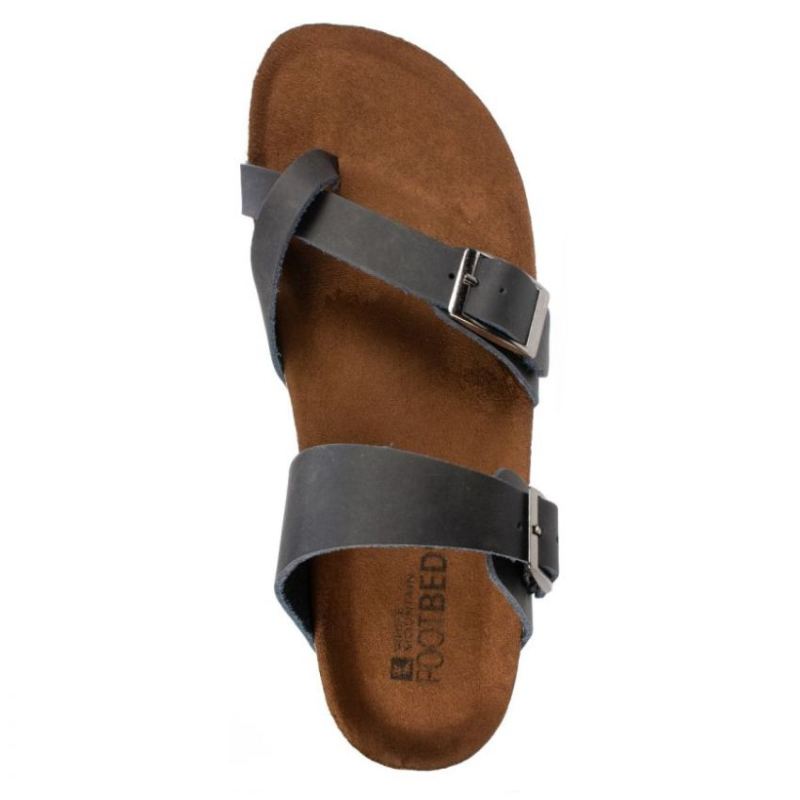 White Mountain | Women's Gracie Leather Footbeds Sandal-Black Leather