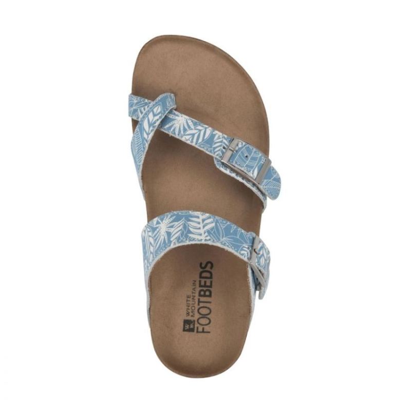 White Mountain | Women's Gracie Leather Footbeds Sandal-Light Blue