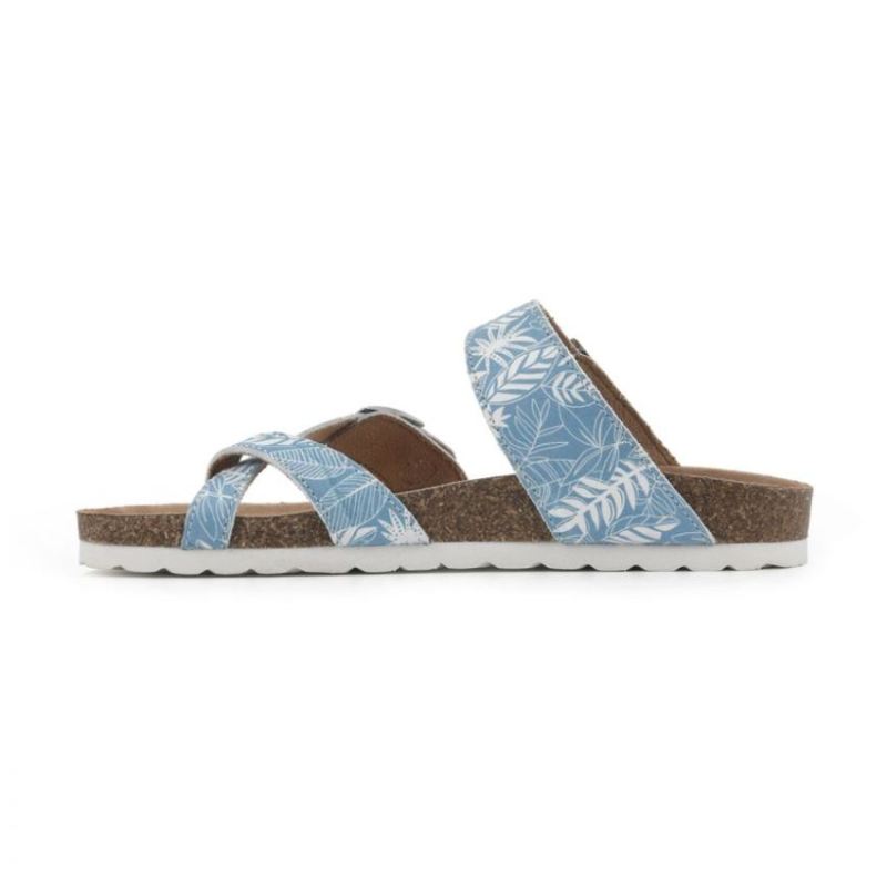 White Mountain | Women's Gracie Leather Footbeds Sandal-Light Blue