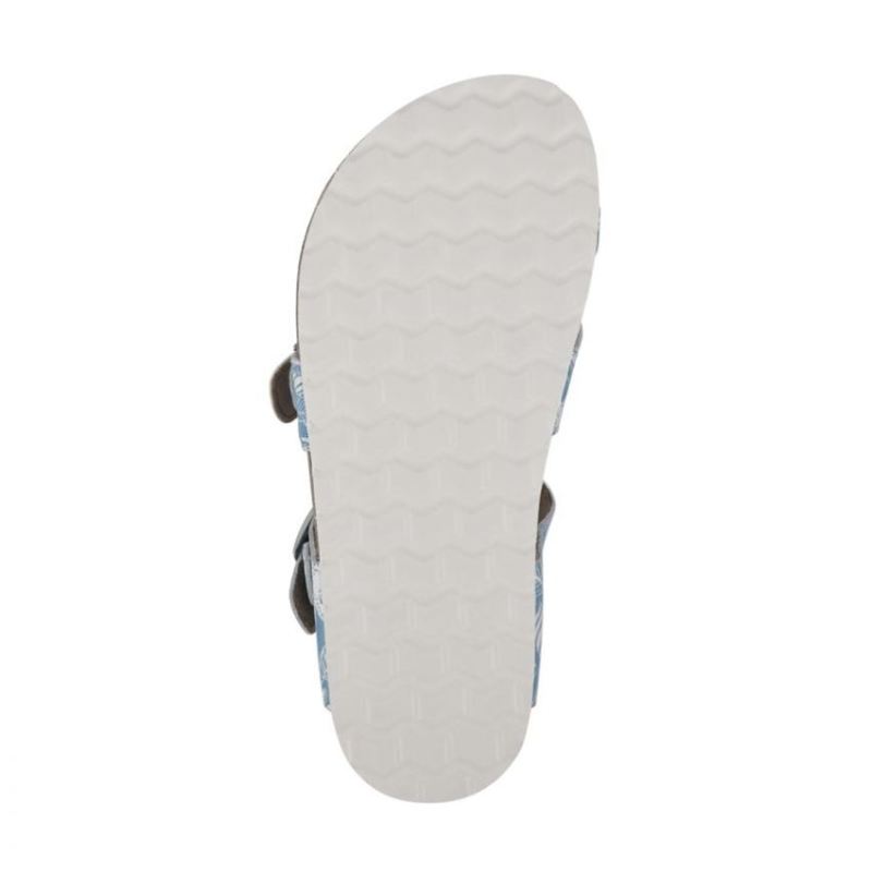 White Mountain | Women's Gracie Leather Footbeds Sandal-Light Blue