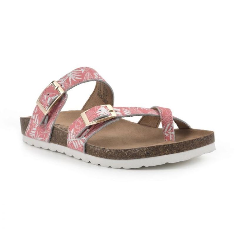 White Mountain | Women's Gracie Leather Footbeds Sandal-Coral