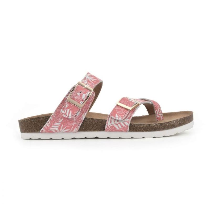 White Mountain | Women's Gracie Leather Footbeds Sandal-Coral