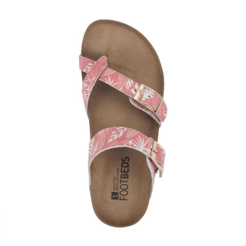 White Mountain | Women's Gracie Leather Footbeds Sandal-Coral