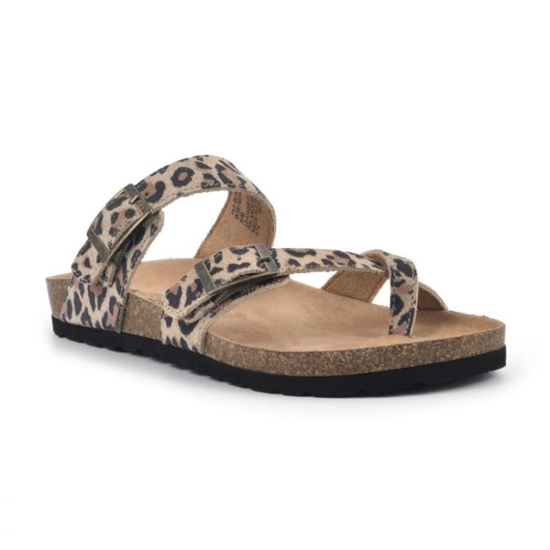 White Mountain | Women's Gracie Leather Footbeds Sandal-Natural Leopard