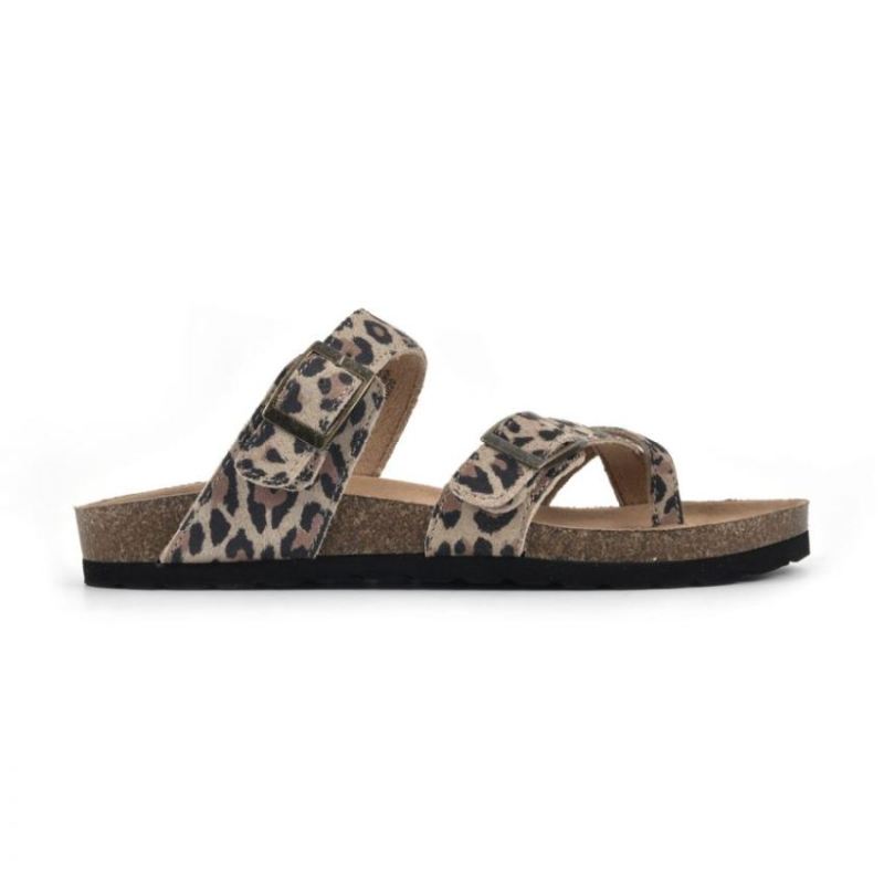 White Mountain | Women's Gracie Leather Footbeds Sandal-Natural Leopard