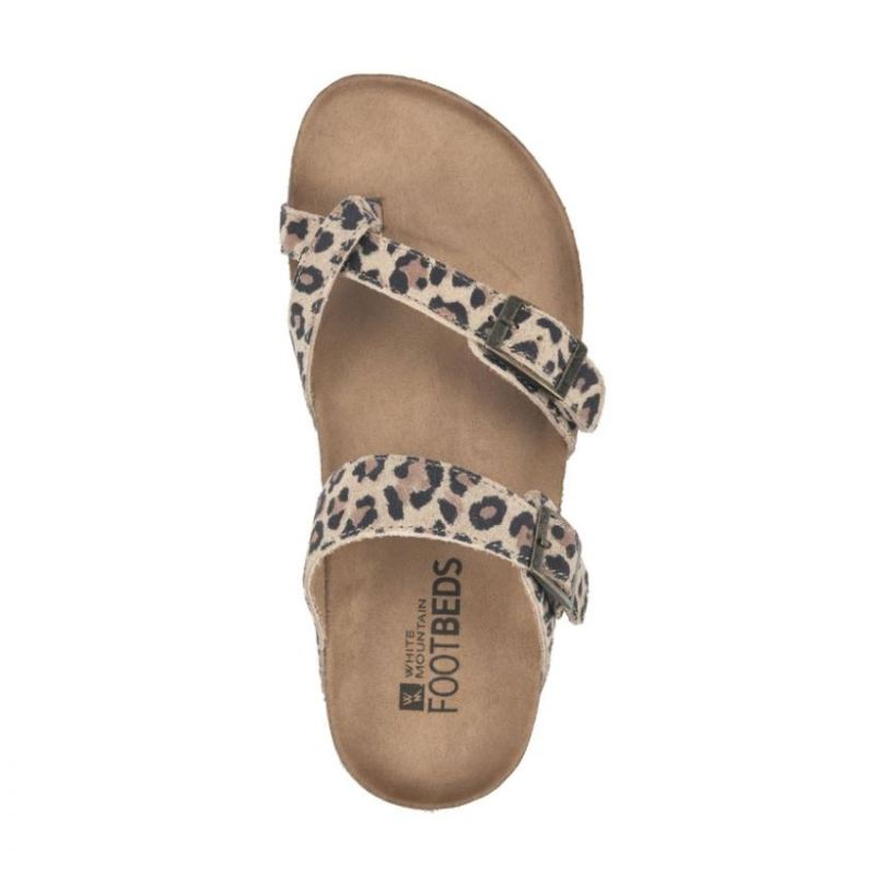 White Mountain | Women's Gracie Leather Footbeds Sandal-Natural Leopard