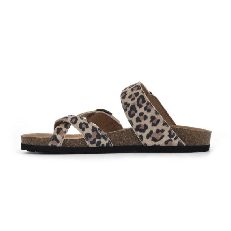 White Mountain | Women's Gracie Leather Footbeds Sandal-Natural Leopard