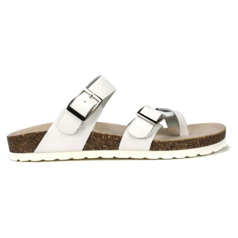 White Mountain | Women's Gracie Leather Footbeds Sandal-White Leather With White Sole