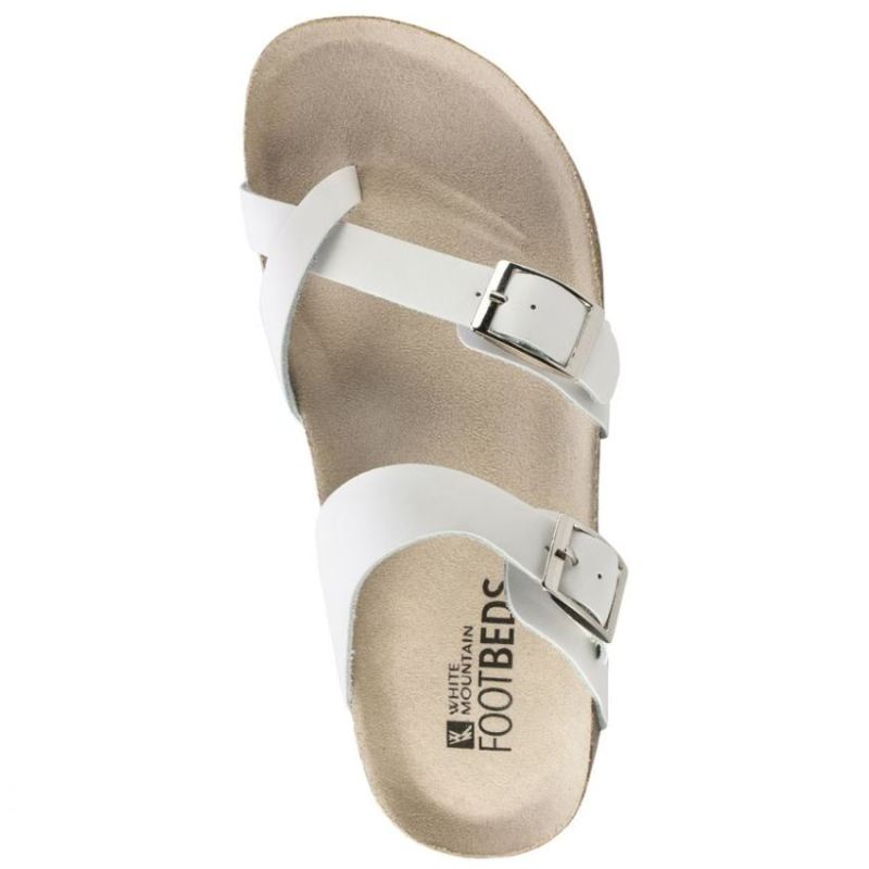 White Mountain | Women's Gracie Leather Footbeds Sandal-White Leather With White Sole