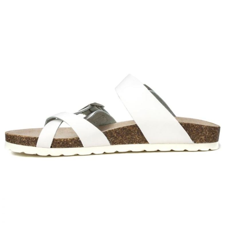 White Mountain | Women's Gracie Leather Footbeds Sandal-White Leather With White Sole