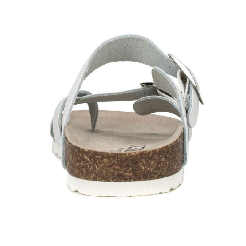 White Mountain | Women's Gracie Leather Footbeds Sandal-White Leather With White Sole