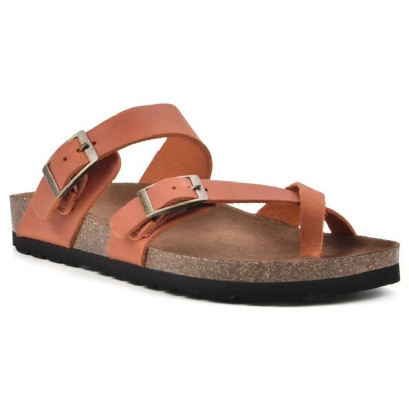 White Mountain | Women's Gracie Leather Footbeds Sandal-Rust Leather