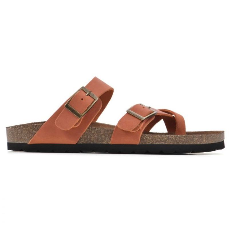 White Mountain | Women's Gracie Leather Footbeds Sandal-Rust Leather