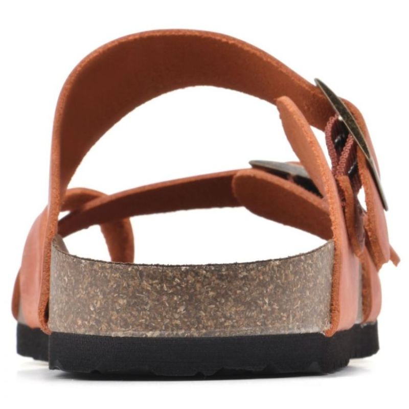 White Mountain | Women's Gracie Leather Footbeds Sandal-Rust Leather