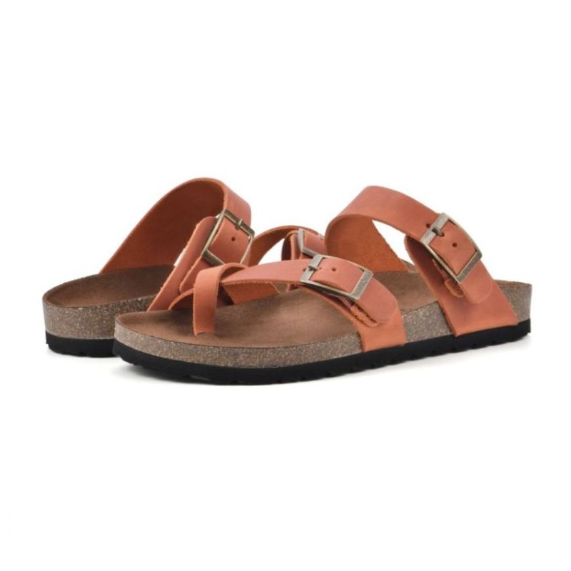 White Mountain | Women's Gracie Leather Footbeds Sandal-Rust Leather