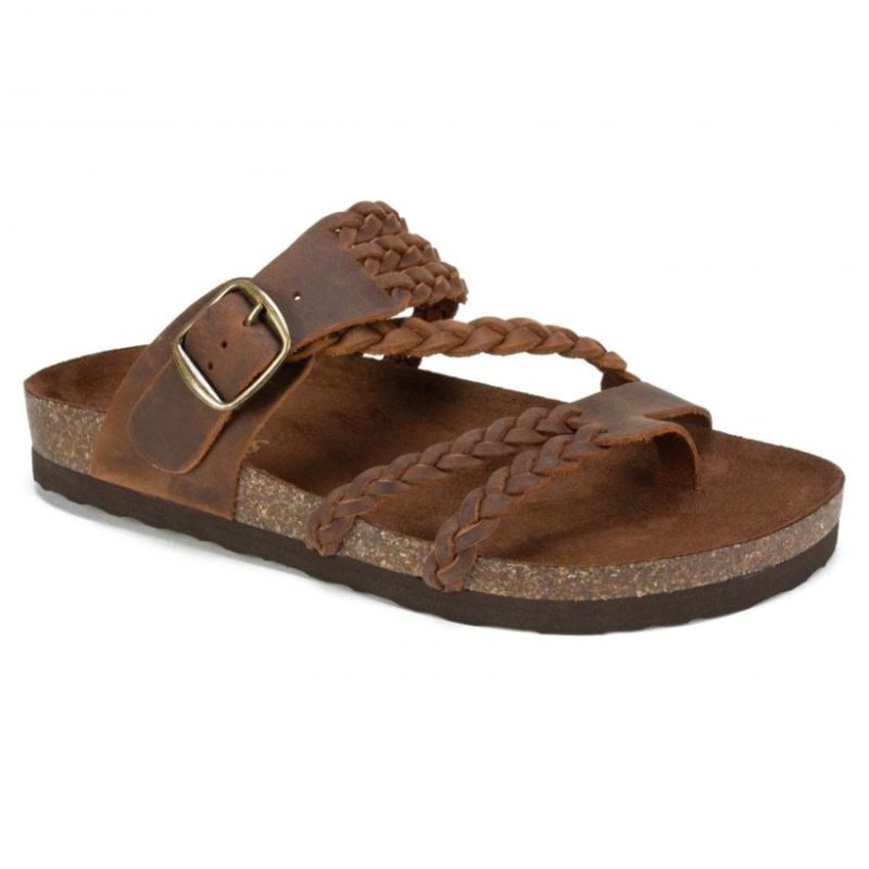 White Mountain | Women's Hayleigh Leather Footbeds Sandal-Brown