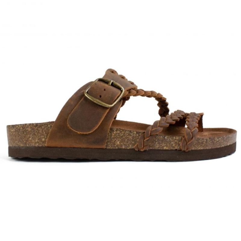 White Mountain | Women's Hayleigh Leather Footbeds Sandal-Brown