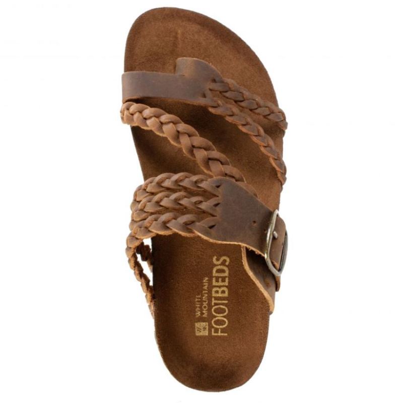 White Mountain | Women's Hayleigh Leather Footbeds Sandal-Brown