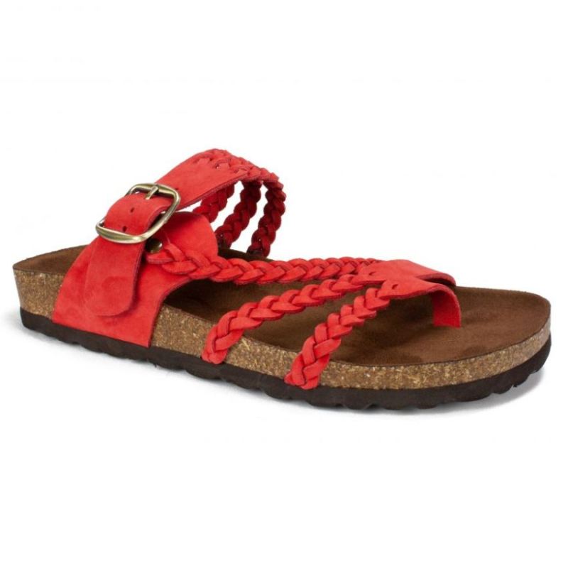 White Mountain | Women's Hayleigh Leather Footbeds Sandal-Red