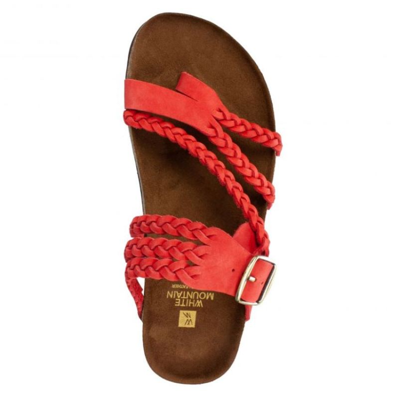 White Mountain | Women's Hayleigh Leather Footbeds Sandal-Red