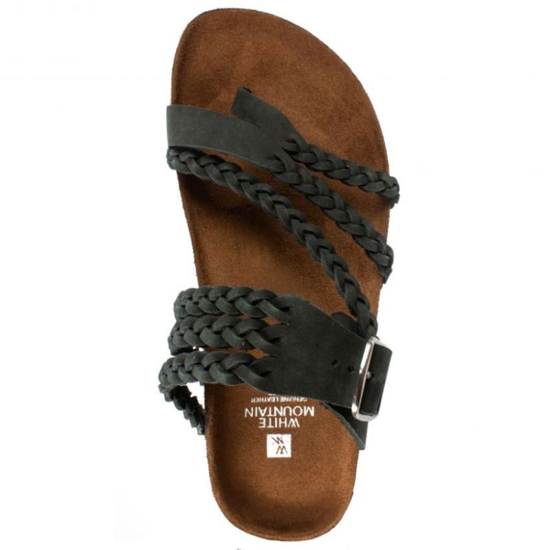 White Mountain | Women's Hayleigh Leather Footbeds Sandal-Black Suede