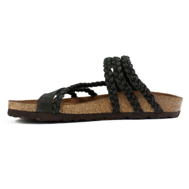 White Mountain | Women's Hayleigh Leather Footbeds Sandal-Black Suede