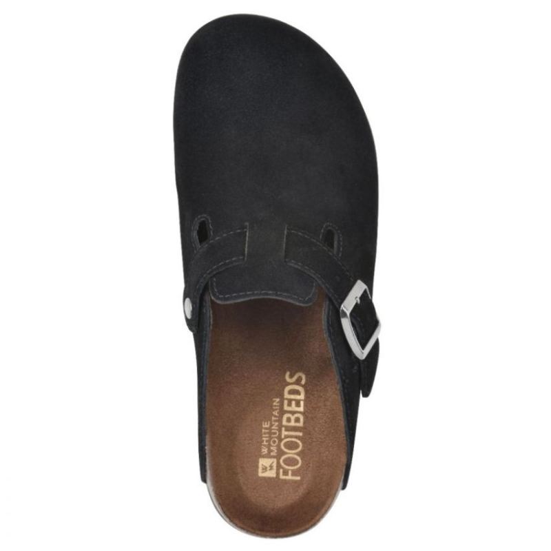 White Mountain | Women's Bari Leather Footbeds Clog-Black Suede