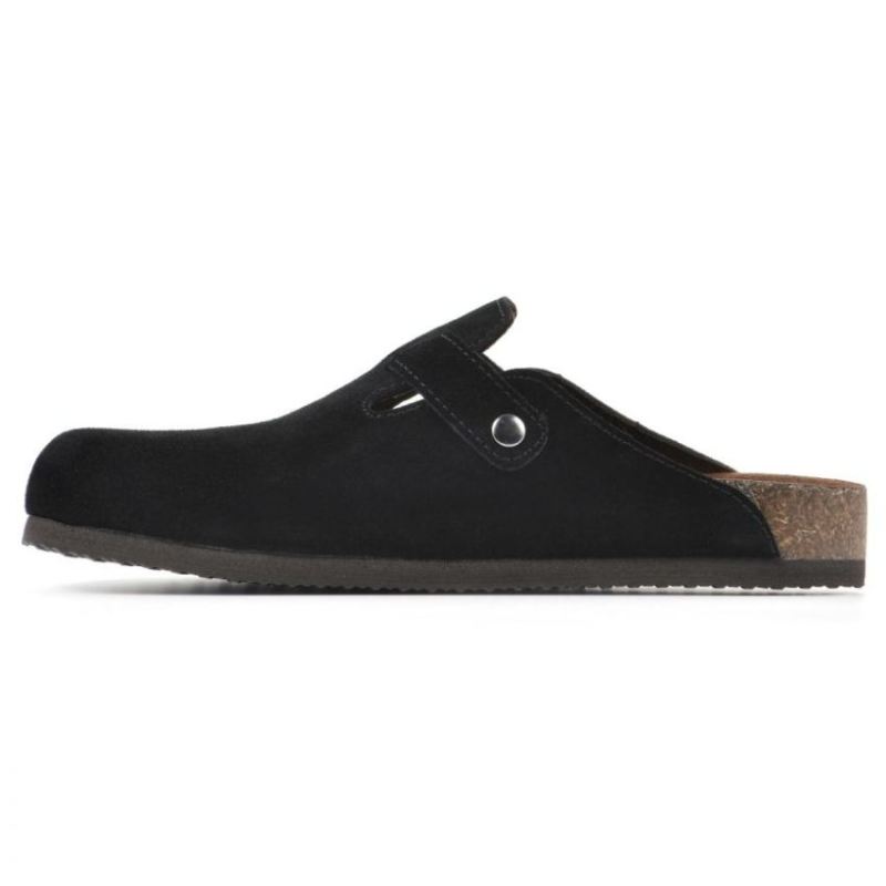 White Mountain | Women's Bari Leather Footbeds Clog-Black Suede