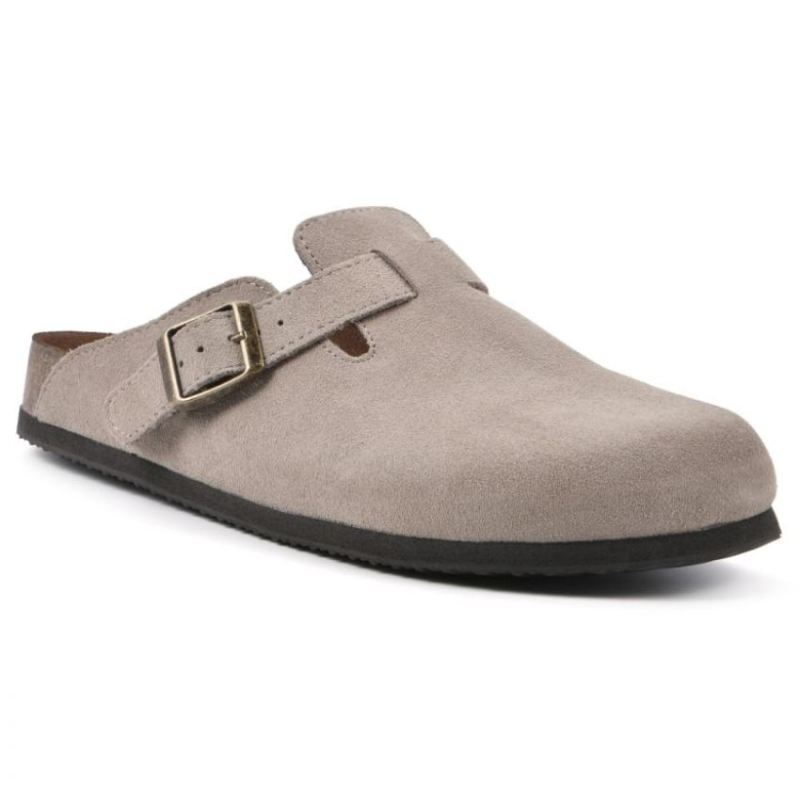 White Mountain | Women's Bari Leather Footbeds Clog-Taupe