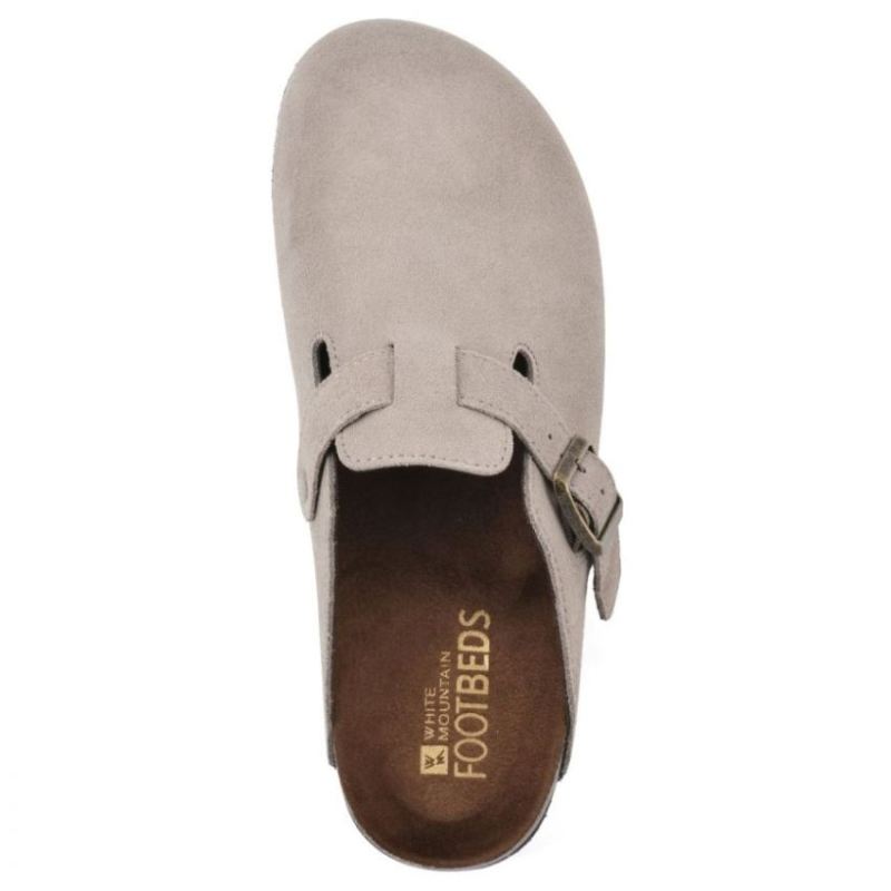 White Mountain | Women's Bari Leather Footbeds Clog-Taupe