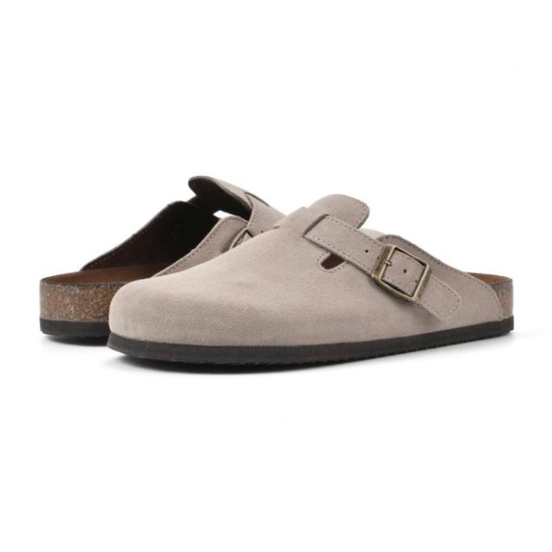 White Mountain | Women's Bari Leather Footbeds Clog-Taupe