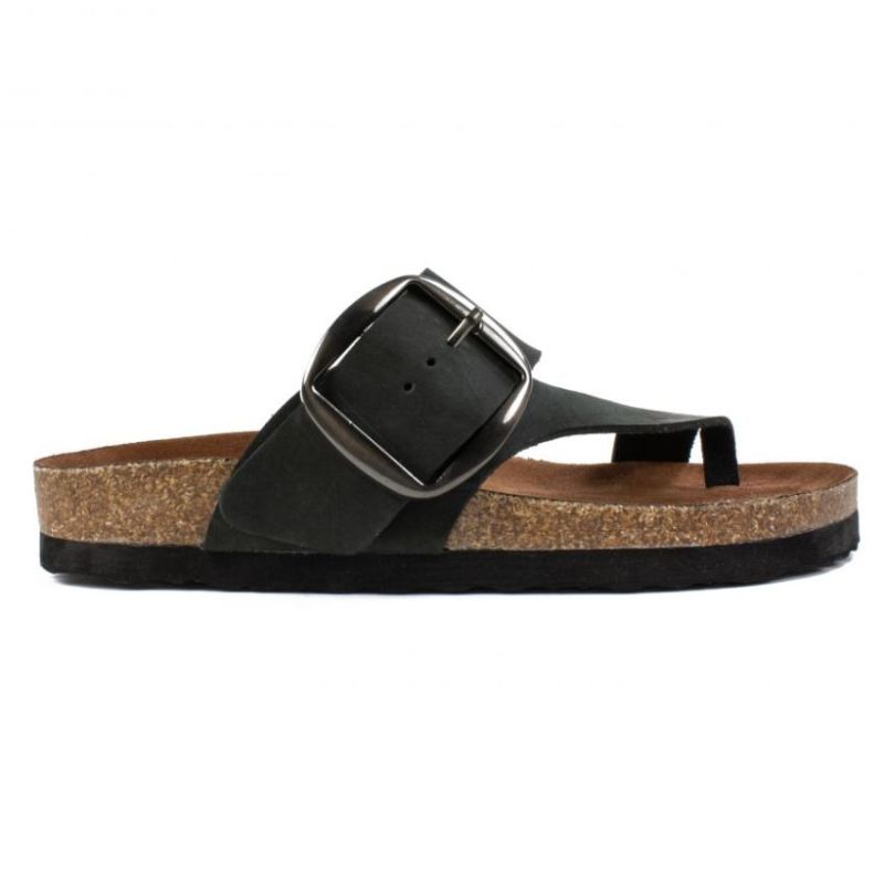 White Mountain | Women's Harley Leather Footbeds Sandal-Black