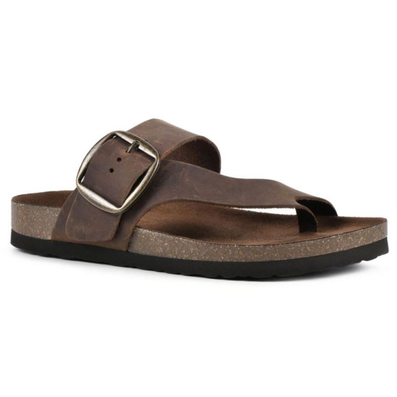 White Mountain | Women's Harley Leather Footbeds Sandal-Brown