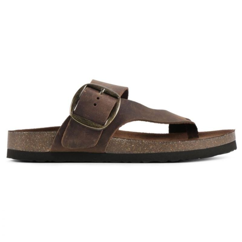 White Mountain | Women's Harley Leather Footbeds Sandal-Brown