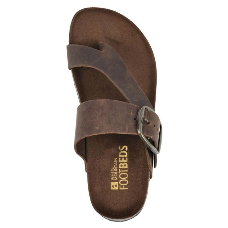 White Mountain | Women's Harley Leather Footbeds Sandal-Brown