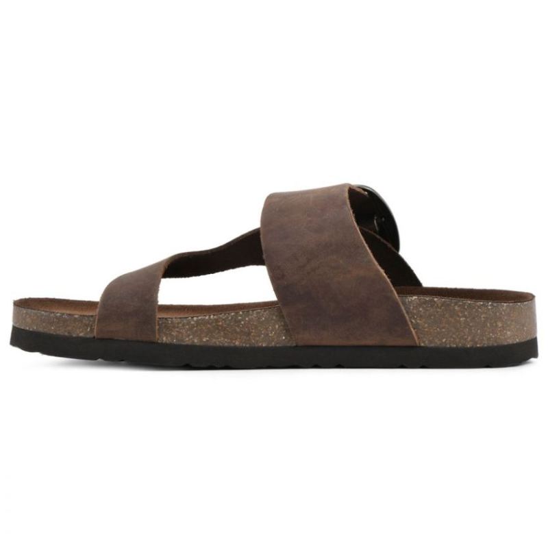 White Mountain | Women's Harley Leather Footbeds Sandal-Brown