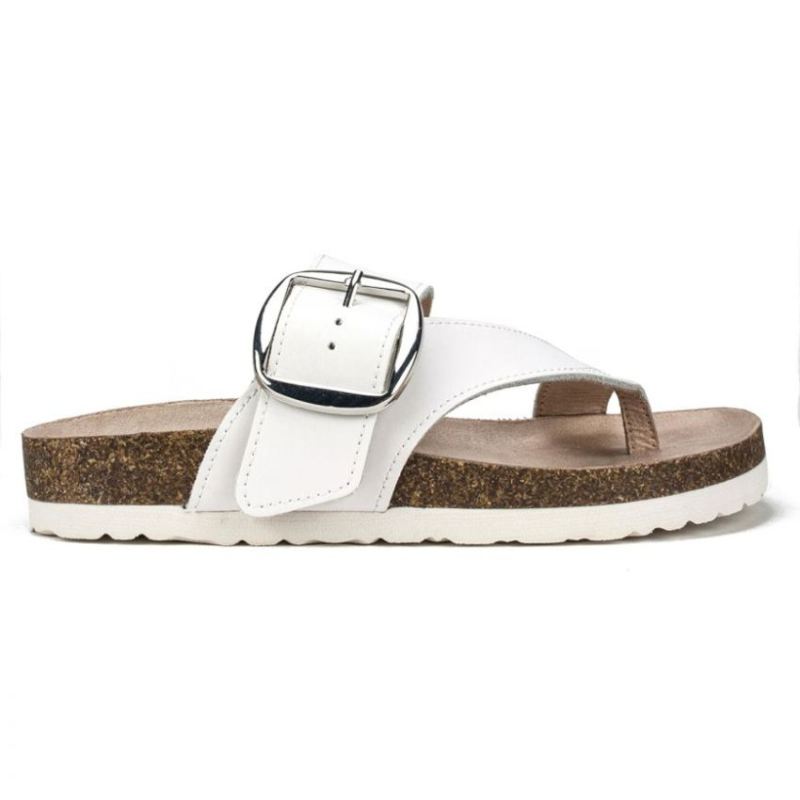 White Mountain | Women's Harley Leather Footbeds Sandal-White