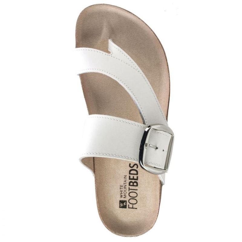 White Mountain | Women's Harley Leather Footbeds Sandal-White