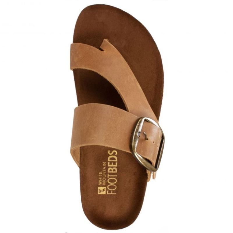 White Mountain | Women's Harley Leather Footbeds Sandal-Whiskey