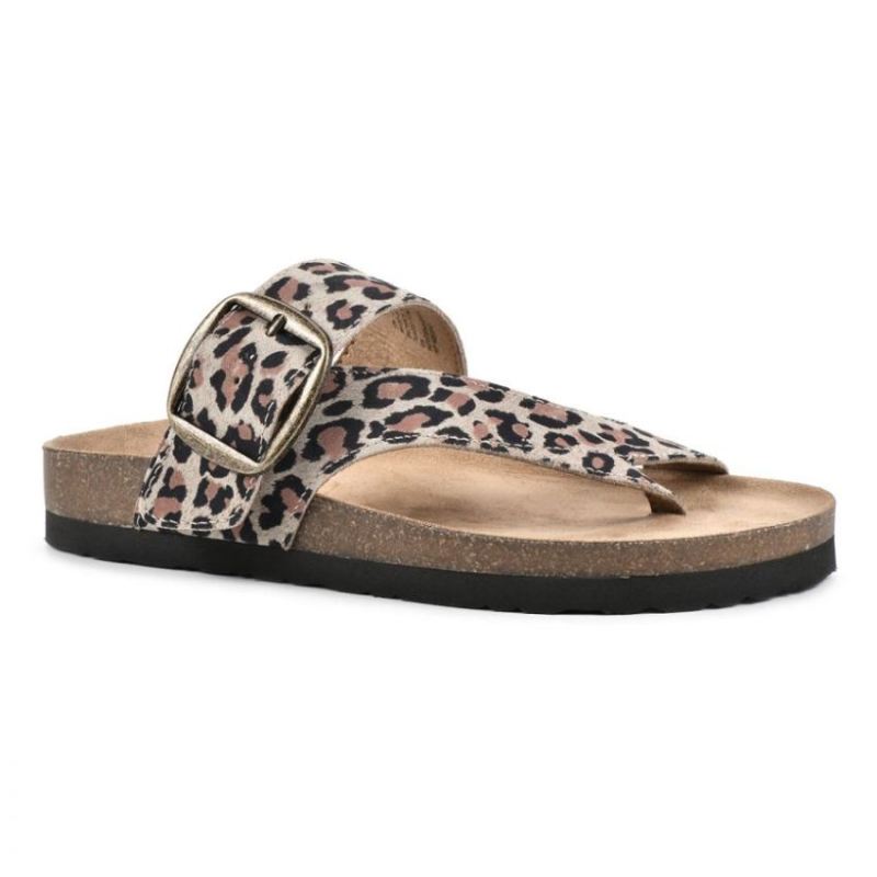 White Mountain | Women's Harley Leather Footbeds Sandal-Natural Leopard